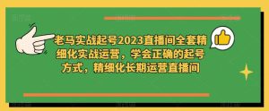 老马实战起号2023直播间全套精细化实战运营,学会正确的起号方式,精细化长期运营直播间-苏柒资源库