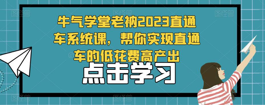 牛气学堂老衲2023直通车系统课，帮你实现直通车的低花费高产出-苏柒资源库