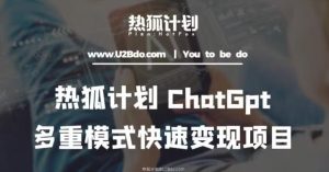 热狐计划：王大陆ChatGpt多重变现实操课，多种模式快速变现-苏柒资源库