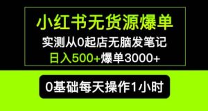 小红书无货源爆单实测从0起店无脑发笔记爆单3000+长期项目可多店-苏柒资源库
