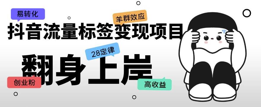 抖音流量标签变现项目，抖音创业粉轻松转化，单价高收益简单-苏柒资源库
