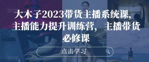 大木子2023带货主播系统课,主播能力提升训练营,主播带货必修课-苏柒资源库