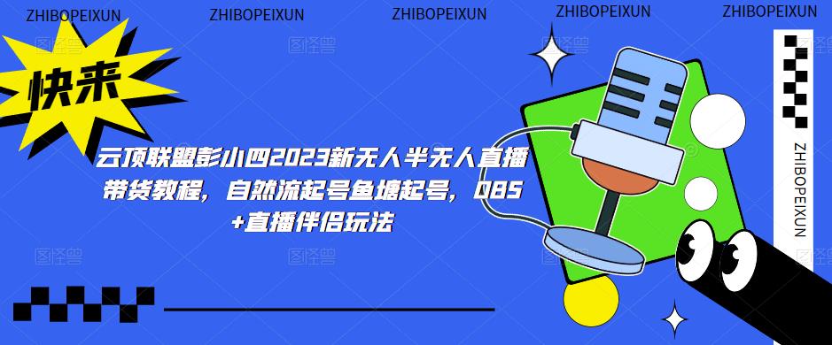 云顶联盟彭小四2023新无人半无人直播带货教程，自然流起号鱼塘起号，OBS+直播伴侣玩法-苏柒资源库