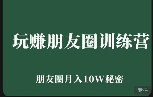 玩赚朋友圈系统课，朋友圈月入10W的秘密，​7天系统图文课程-苏柒资源库