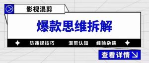 影视混剪爆款思维拆解，从混剪认知到0粉丝小号案例，讲防违规技巧，混剪遇到的问题如何解决等-苏柒资源库