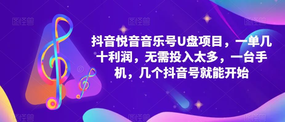 抖音音乐号U盘项目，一单几十利润，无需投入太多，一台手机，几个抖音号就能开始-苏柒资源库