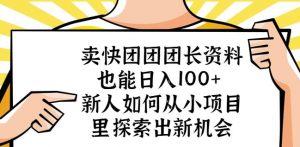 卖快团团团长资料也能日入100+新人如何从小项目里探索出新机会-苏柒资源库