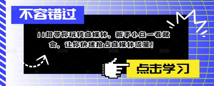 11招带你玩转自媒体，新手小白一看就会，让你快速抢占自媒体流量！-苏柒资源库
