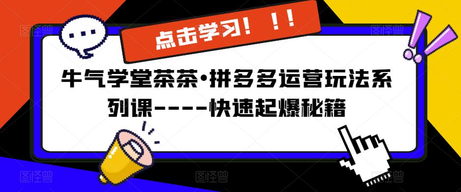牛气学堂茶茶•拼多多运营玩法系列课—-快速起爆秘籍【更新】-苏柒资源库
