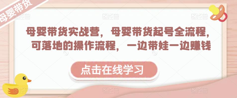 母婴带货实战营，母婴带货起号全流程，可落地的操作流程，一边带娃一边赚钱（附素材）-苏柒资源库