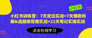 小红书训练营：7天定位实战+7天爆款拆解&选题库搭建实战+21天笔记实操实战-苏柒资源库