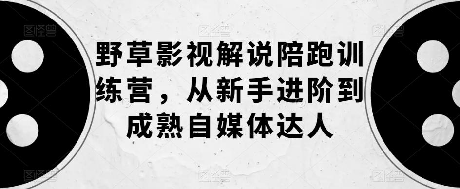 野草影视解说陪跑训练营，从新手进阶到成熟自媒体达人-苏柒资源库