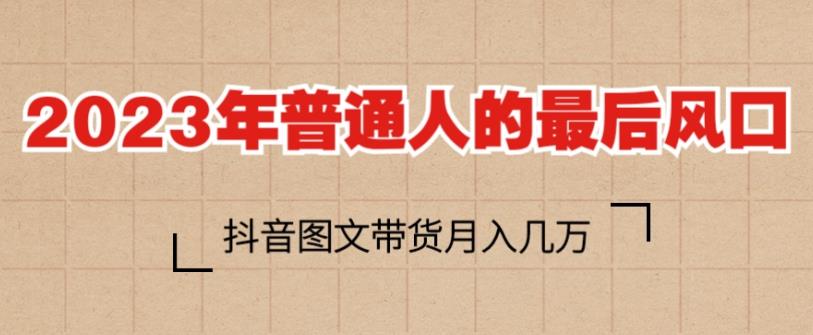 2023年普通人的最后风口，抖音图文带货月入几万，只需一部手机即可操作-苏柒资源库