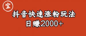 宝哥私藏·抖音快速起号涨粉玩法（4天涨粉1千）（日赚2000+）【揭秘】-苏柒资源库