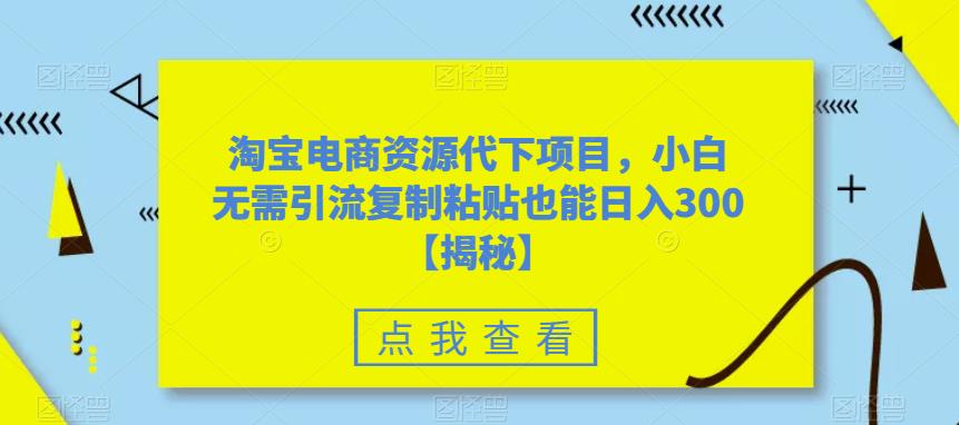 淘宝电商资源代下项目，小白无需引流复制粘贴也能日入300＋【揭秘】-苏柒资源库