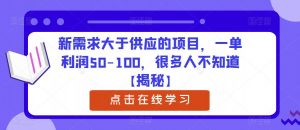 新需求大于供应的项目，一单利润50-100，很多人不知道【揭秘】-苏柒资源库