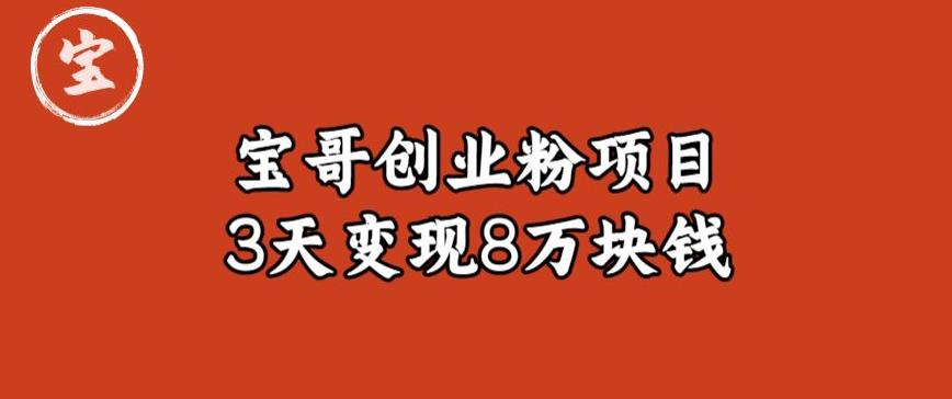 宝哥IP图文创业粉引流项目实战分享：单个账号3天涨粉1万，变现8万块钱（图文教程）【揭秘】-苏柒资源库