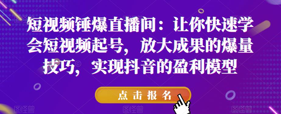 短视频锤爆直播间：让你快速学会短视频起号，放大成果的爆量技巧，实现抖音的盈利模型-苏柒资源库