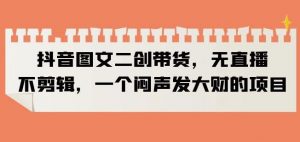 抖音图文二创带货,无直播,不剪辑,一个闷声发大财的项目【揭秘】-苏柒资源库