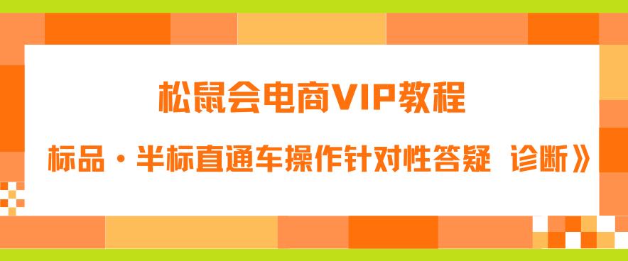 松鼠会电商VIP教程：松鼠《付费推广标品·半标直通车操作针对性答疑&诊断》-苏柒资源库