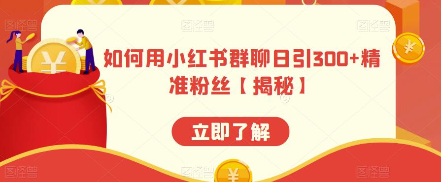 如何用小红书群聊日引300+精准粉丝【揭秘】-苏柒资源库