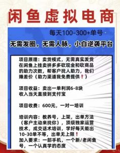 外边收费600多的闲鱼新玩法虚似电商之拼多多助力项目,单号100-300元-苏柒资源库