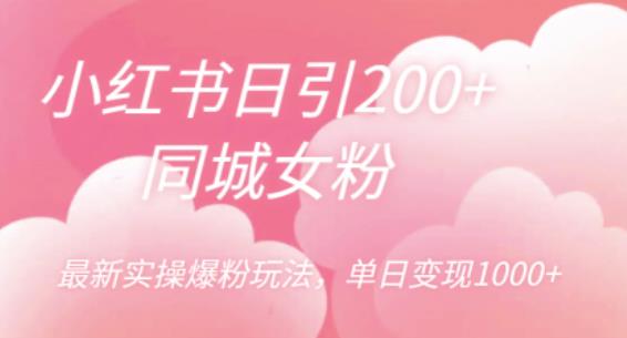 小红书日引200+同城女粉，最新实操爆粉玩法，单日变现1000+【揭秘】-苏柒资源库