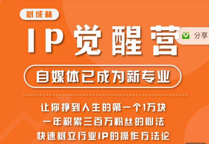 树成林·IP觉醒营，快速树立行业IP的操作方法论，让你赚到人生的第一个1万块-苏柒资源库