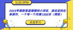 2023年最新看直播赚钱小项目,适合宝妈在家操作,一个号一个月赚1000多(揭秘)-苏柒资源库