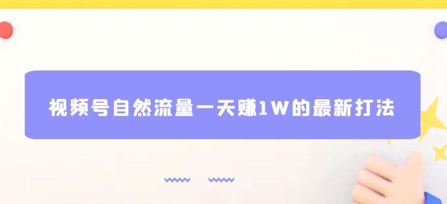 视频号自然流量一天赚1W的最新打法，基本0投资【揭秘】-苏柒资源库