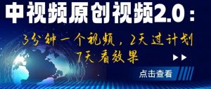 中视频原创视频2.0:3分钟一个视频,2天过计划,7天看效果【揭秘】-苏柒资源库