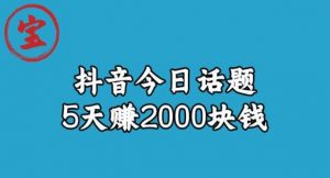 宝哥·风向标发现金矿,抖音今日话题玩法,5天赚2000块钱【拆解】-苏柒资源库