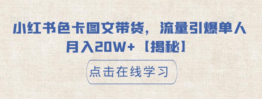 小红书色卡图文带货，流量引爆单人月入20W+【揭秘】-苏柒资源库