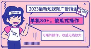 2023最新玩法短视频广告撸金，亲测单机收益80+，可矩阵，傻瓜式操作，小白可上手【揭秘】-苏柒资源库