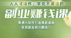 人人可操作、学完不焦虑的副业赚钱课，普通人如何打造爆款课程，实现副业收入翻倍-苏柒资源库