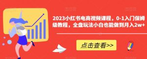2023小红书电商视频课程,0-1入门保姆级教程,全盘玩法小白也能做到月入2w+-苏柒资源库