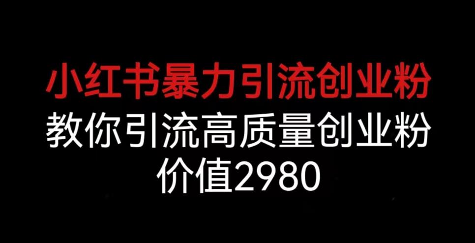 小红书暴力引流创业粉，教你引流高质量创业粉，价值2980【揭秘】-苏柒资源库