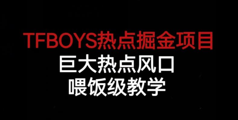 TFBOYS热点掘金项目，巨大热点风口，喂饭级教学-苏柒资源库