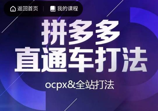 互力·拼多多直通车打法，ocpx&全站打法-苏柒资源库