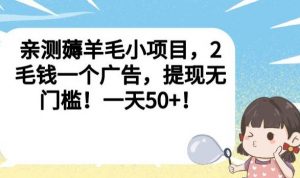 亲测薅羊毛小项目，2毛钱一个广告，提现无门槛！一天50+【揭秘】-苏柒资源库