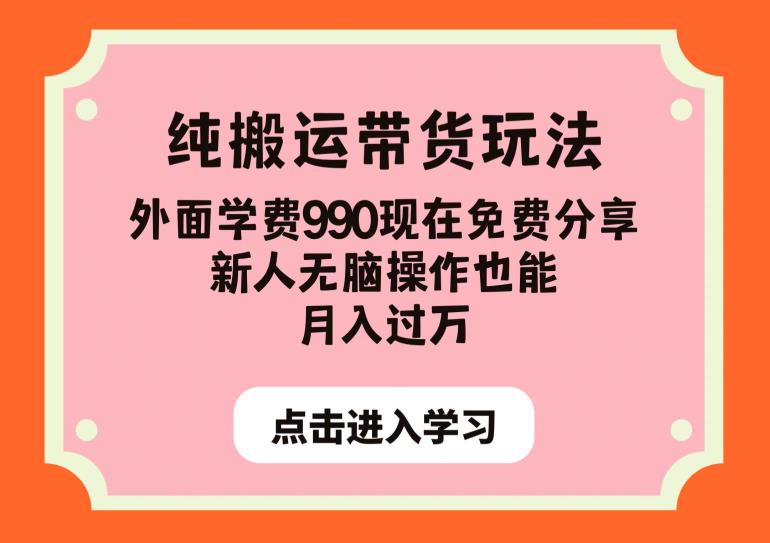 纯搬运带货玩法，外面学费990现在免费分享，新人无脑操作也能月入过万【揭秘】-苏柒资源库
