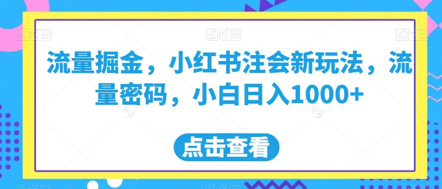 流量掘金，小红书注会新玩法，流量密码，小白日入1000+【揭秘】-苏柒资源库