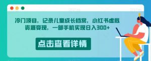 冷门项目，记录儿童成长档案，小红书虚拟资源变现，一部手机实现日入300+【揭秘】-苏柒资源库