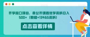 开学风口项目，卖公开课趣优学资料日入500+（教程+1346G资料）【揭秘】-苏柒资源库