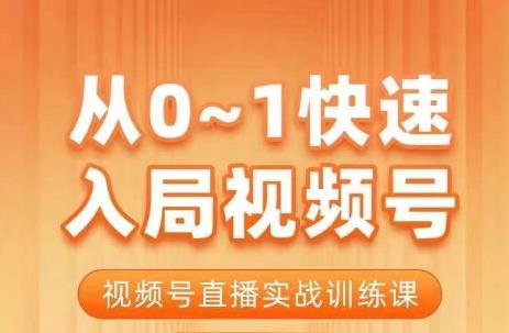 陈厂长·从0-1快速入局视频号课程，视频号直播实战训练课-苏柒资源库