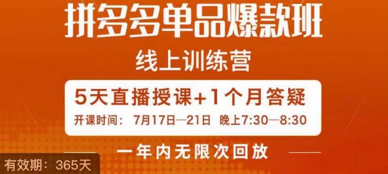 钟辰·拼多多单品爆款班，一个拼多多超级爆款养一个团队-苏柒资源库