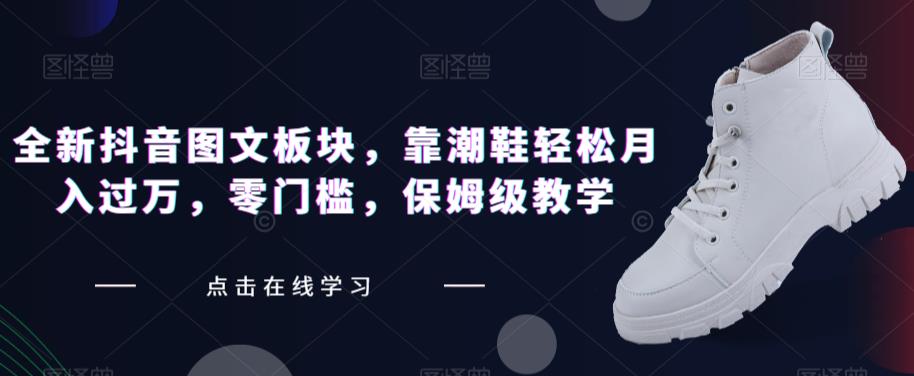 全新抖音图文板块，靠潮鞋轻松月入过万，零门槛，保姆级教学【揭秘】-苏柒资源库