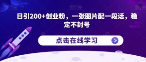 日引200+创业粉,一张图片配一段话,稳定不封号【揭秘】-苏柒资源库
