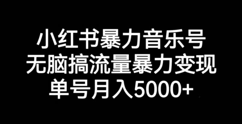 小红书暴力音乐号，无脑搞流量暴力变现，单号月入5000+-苏柒资源库