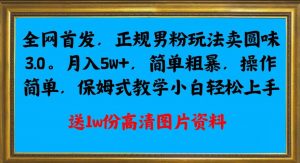 全网首发正规男粉玩法卖圆味3.0,月入5W+,简单粗暴,操作简单,保姆式教学,小白轻松上手-苏柒资源库